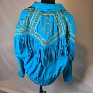 Varda Garfinkel Vintage 80s Western Fringe Beaded Rodeo Jacket Women's L
